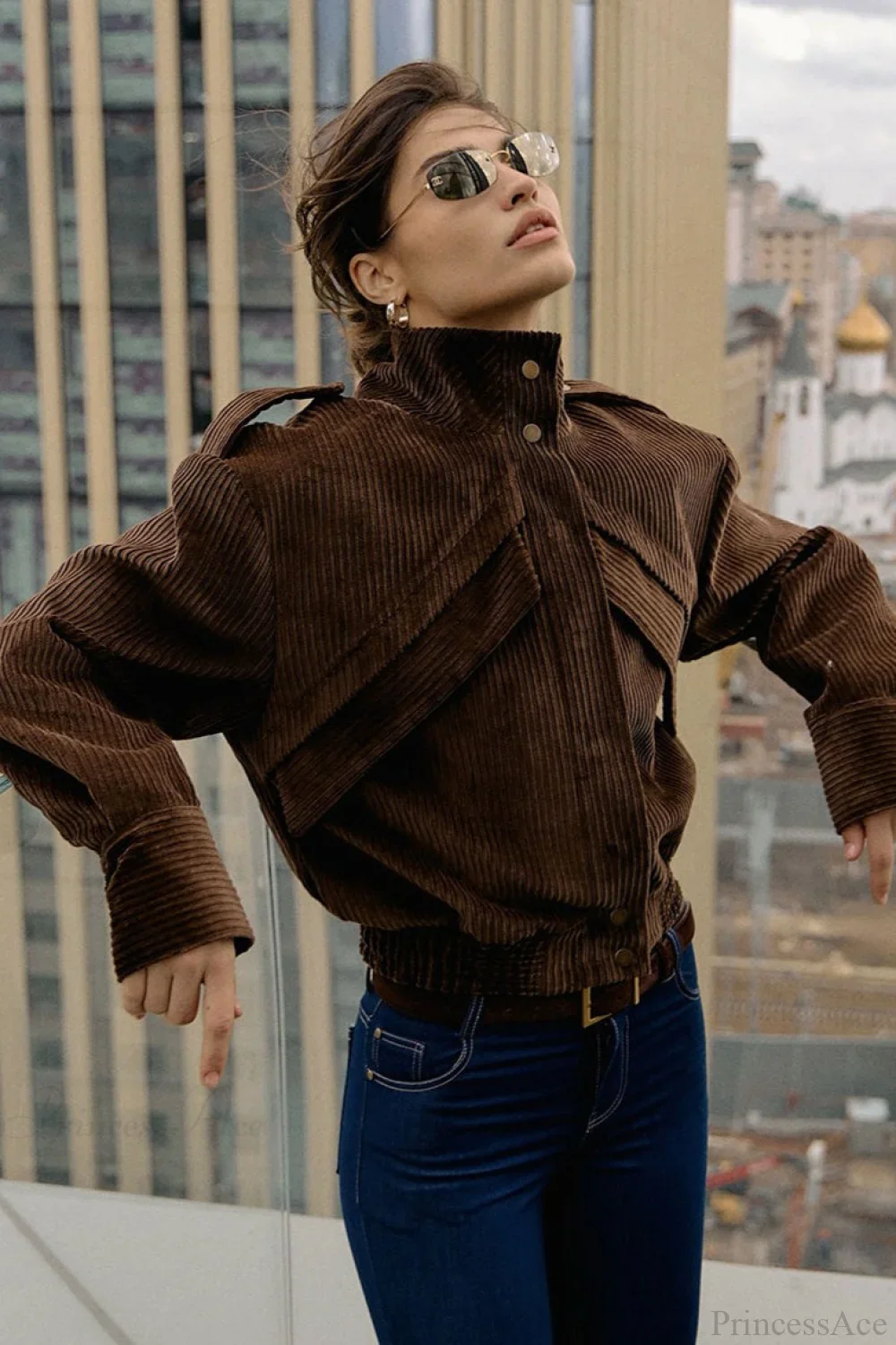 Casual Brown Corduroy Jacket - Image 2