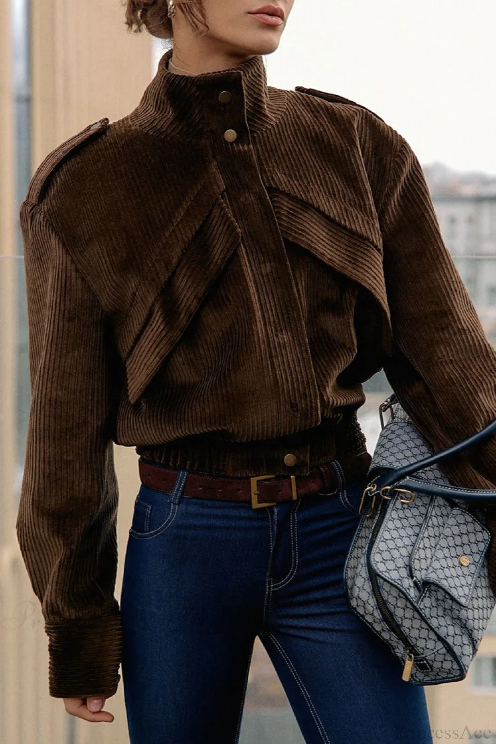 Casual Brown Corduroy Jacket - Image 4