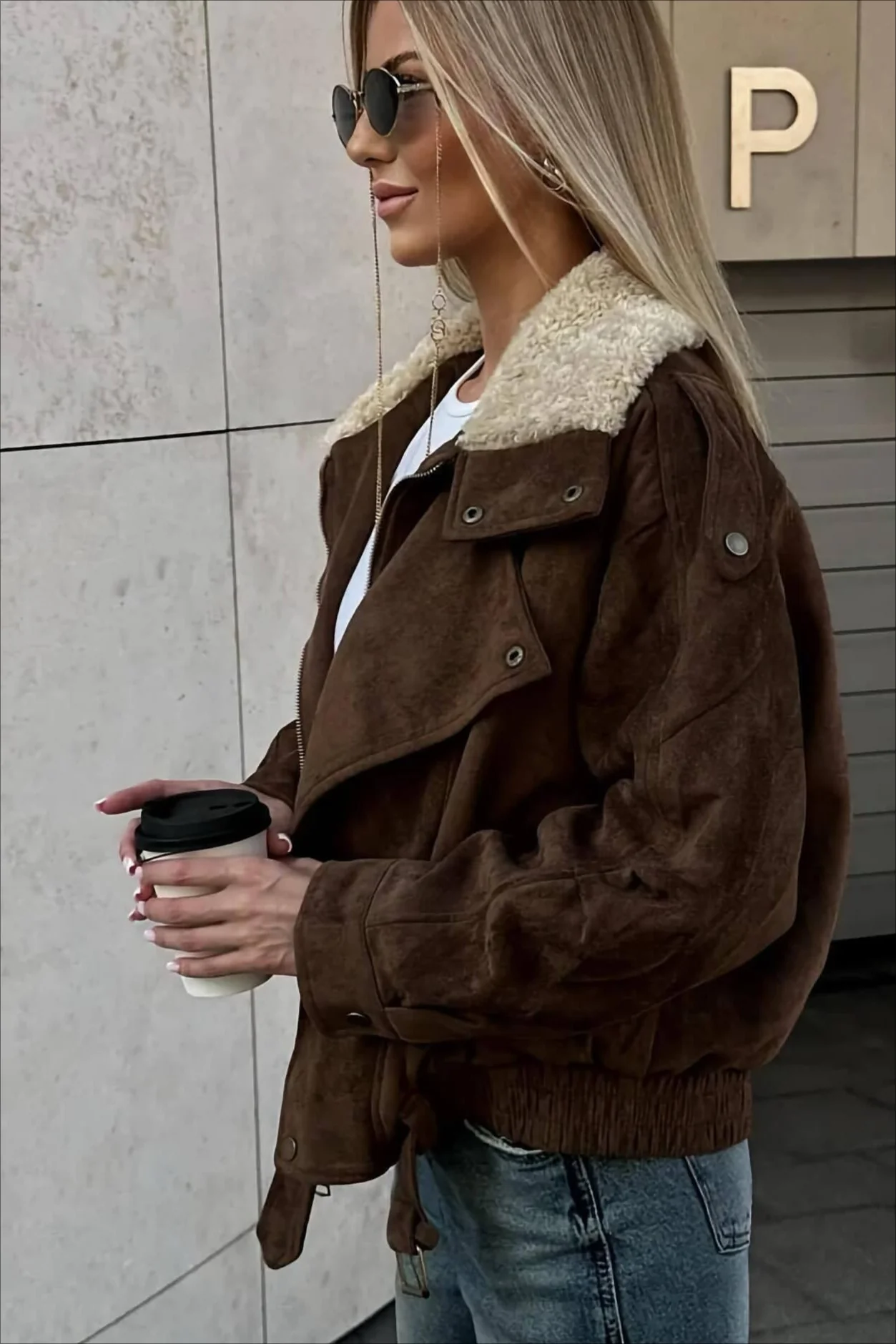 Casual Brown Oversized Jacket - Image 2