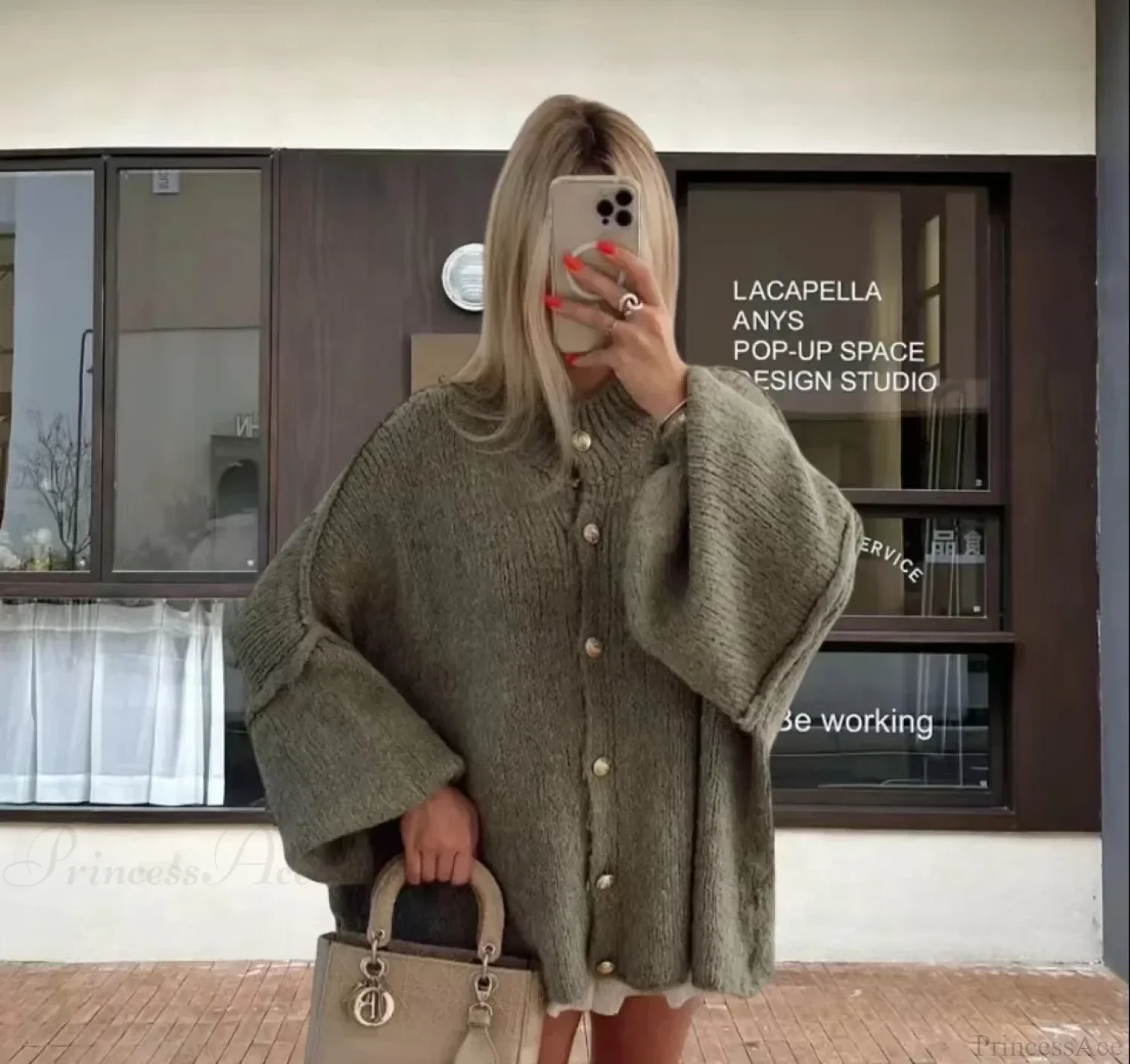 Casual Cozy Loose O-neck Elegant Solid Comfortable Lantern Sleeve Stylish Sweater - Image 3