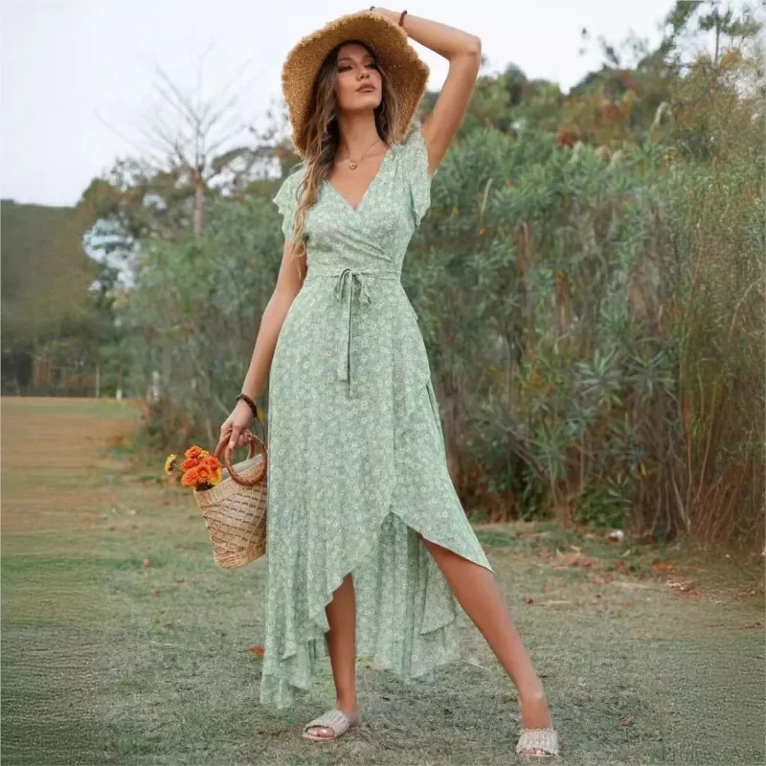 Casual Fitted Floral Print Dress - Image 5