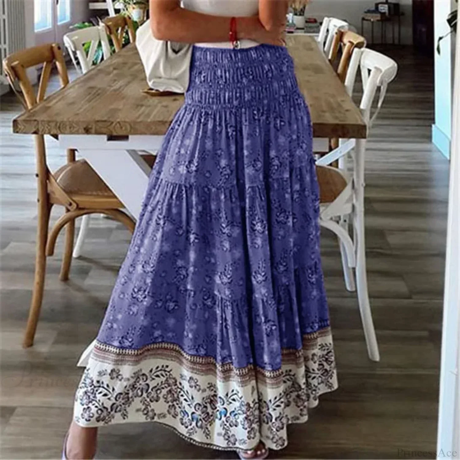 Casual Floral Elastic Waist Boho Style Skirt - Image 2
