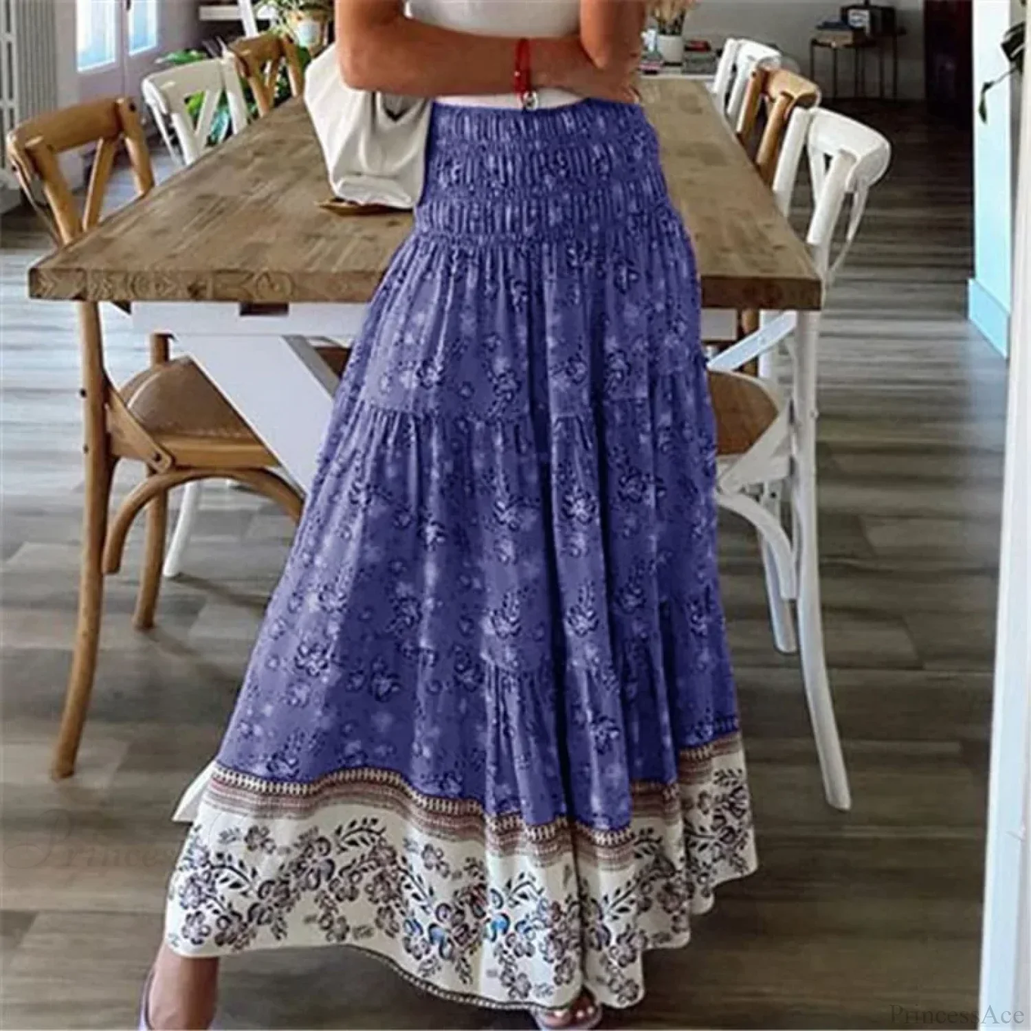 Casual Floral Elastic Waist Boho Style Skirt - Image 6