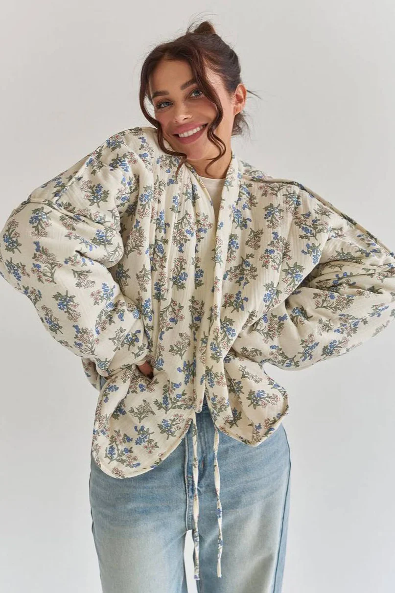 Casual Floral Padded Coat