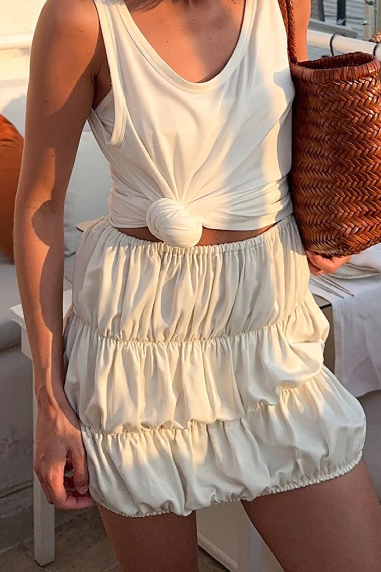 Casual High Waist Ruched Skirt - Image 2