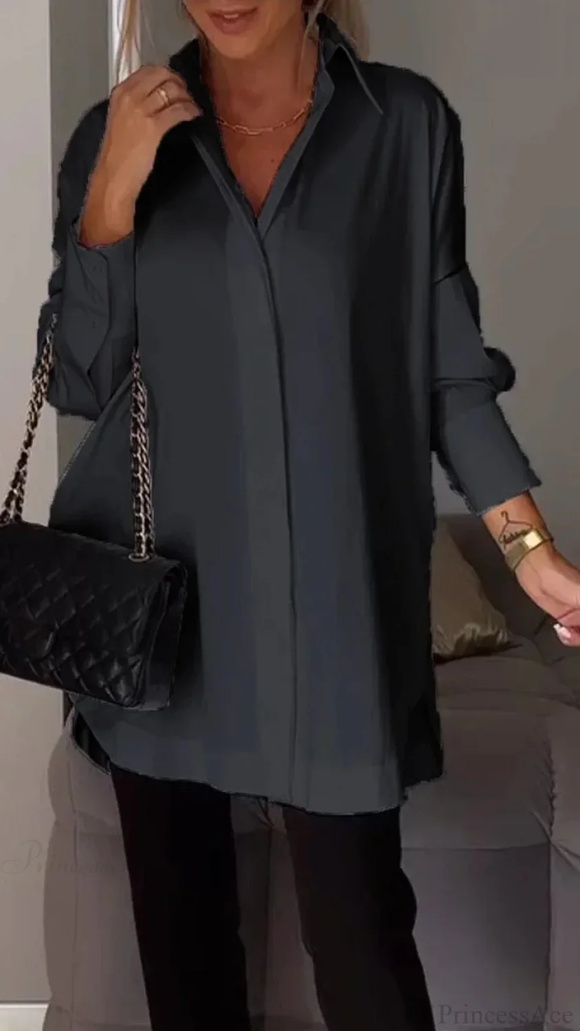 Casual Irregular Pullover Long Sleeve Blouse - Image 11