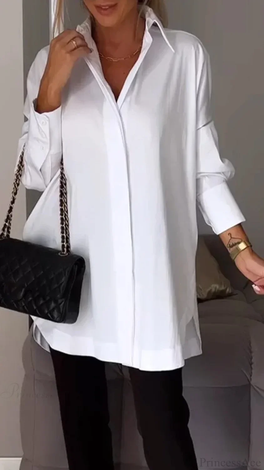 Casual Irregular Pullover Long Sleeve Blouse - Image 12