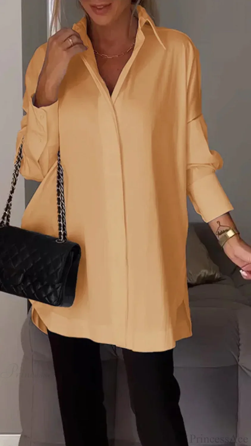 Casual Irregular Pullover Long Sleeve Blouse - Image 13