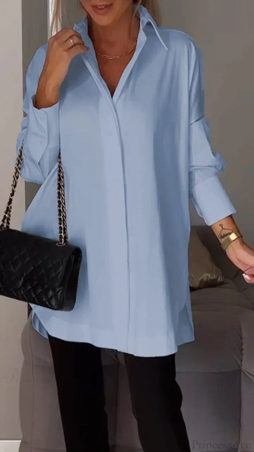 Casual Irregular Pullover Long Sleeve Blouse - Image 14
