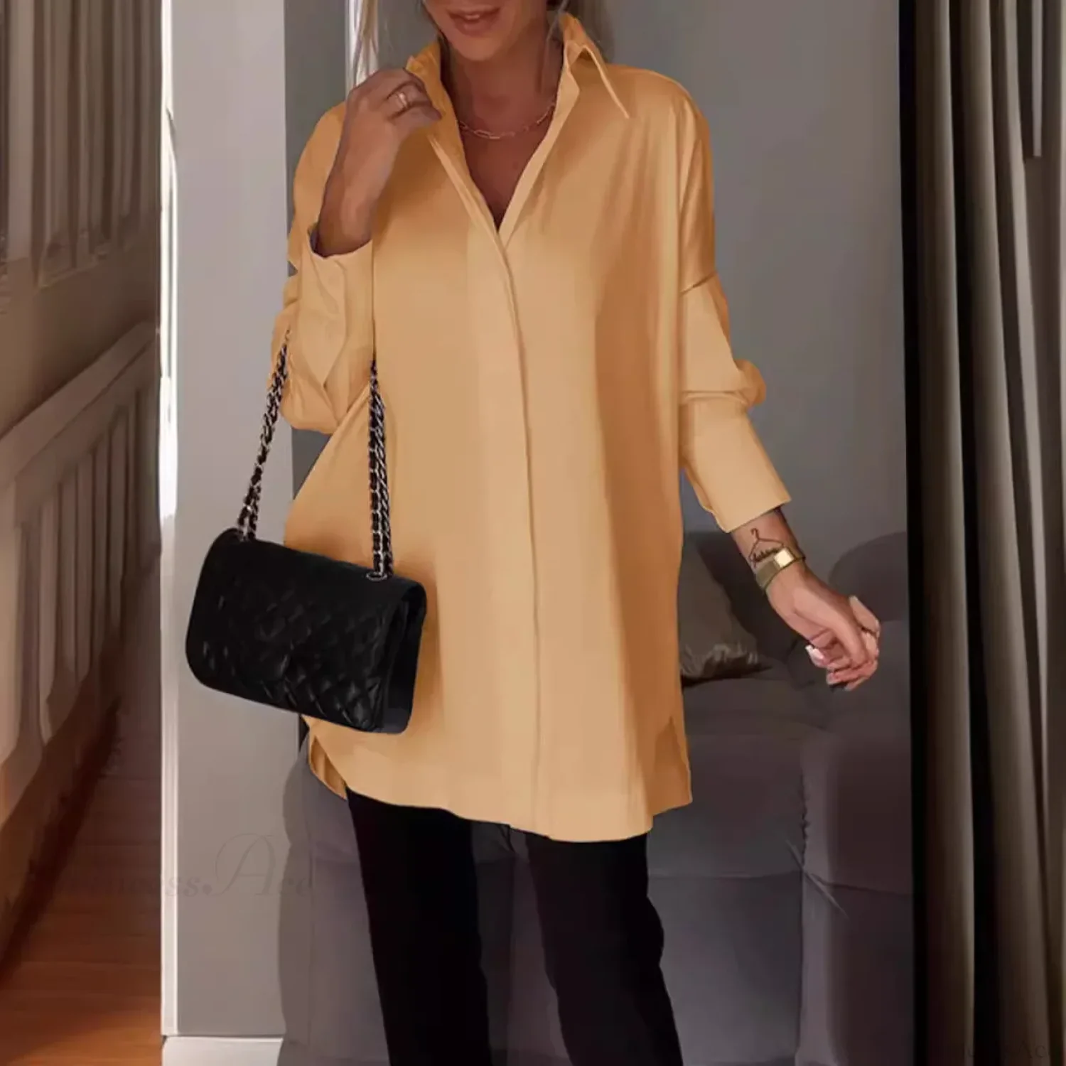 Casual Irregular Pullover Long Sleeve Blouse - Image 5