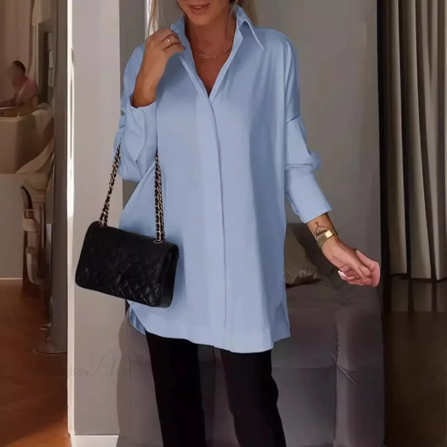 Casual Irregular Pullover Long Sleeve Blouse - Image 6