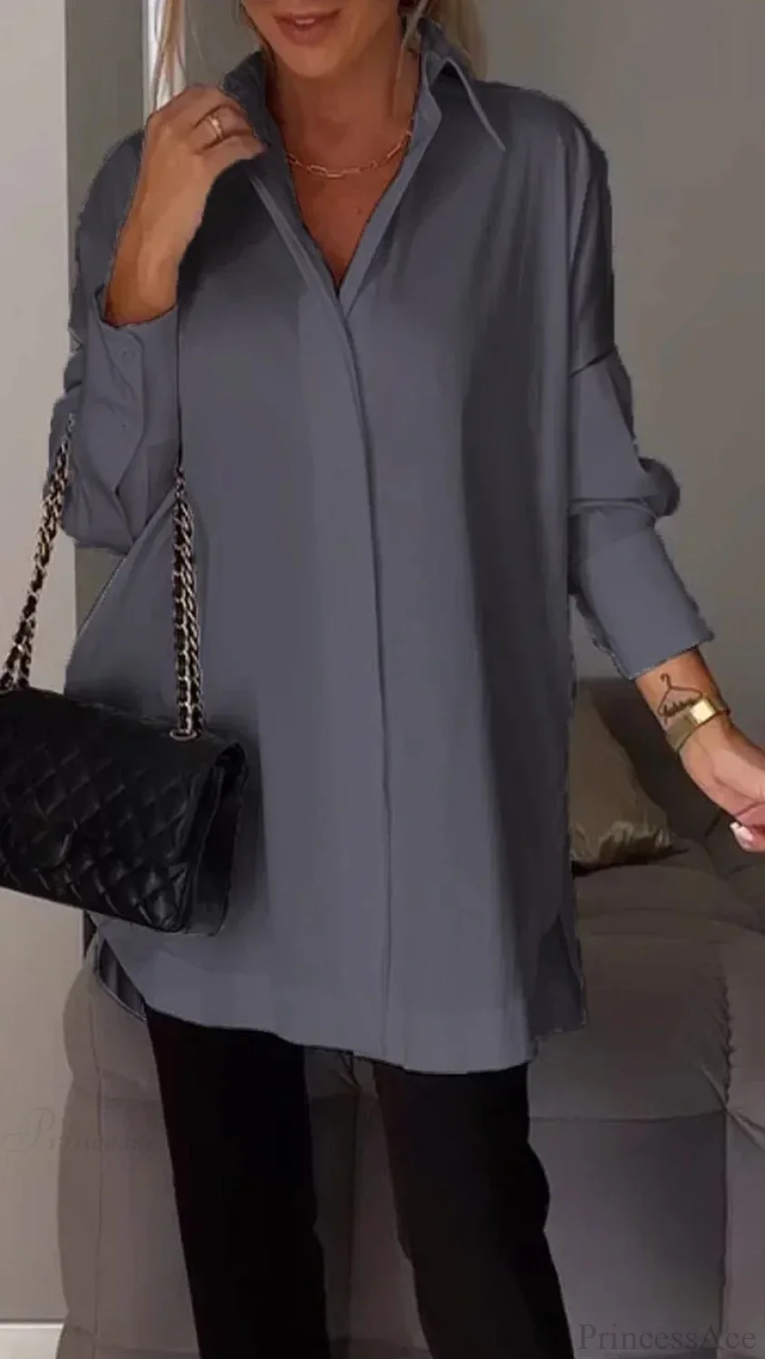 Casual Irregular Pullover Long Sleeve Blouse - Image 8
