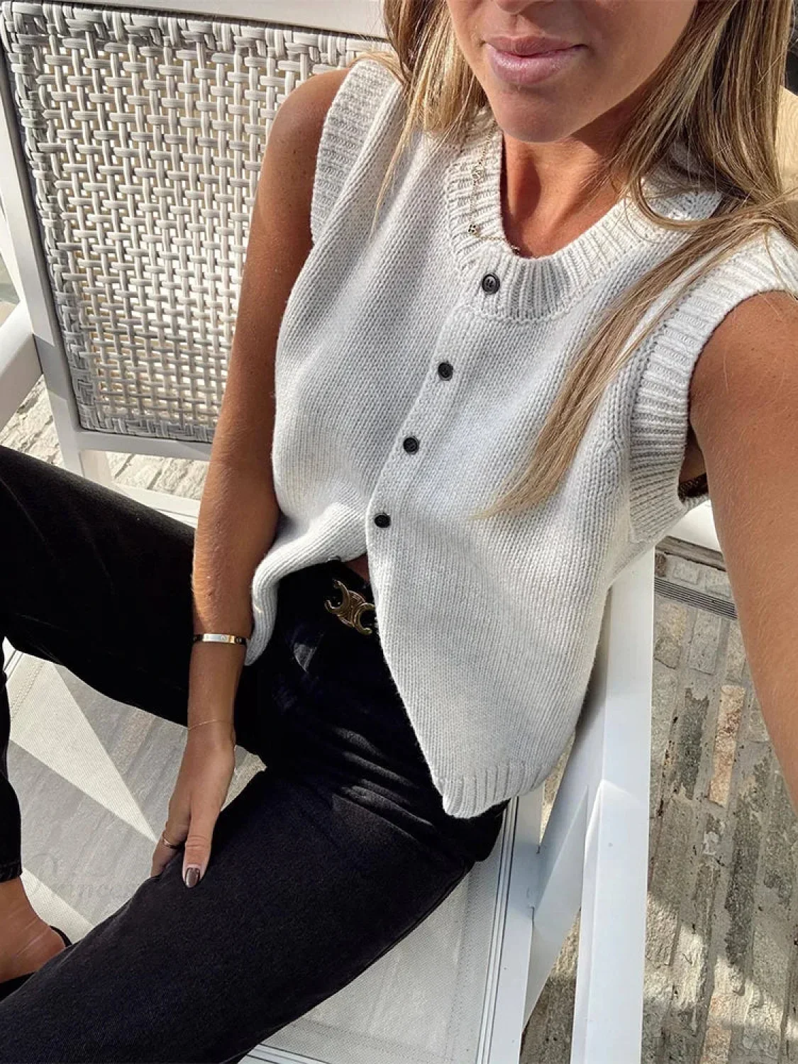 Casual Knit Tank Top Cardigan - Image 2