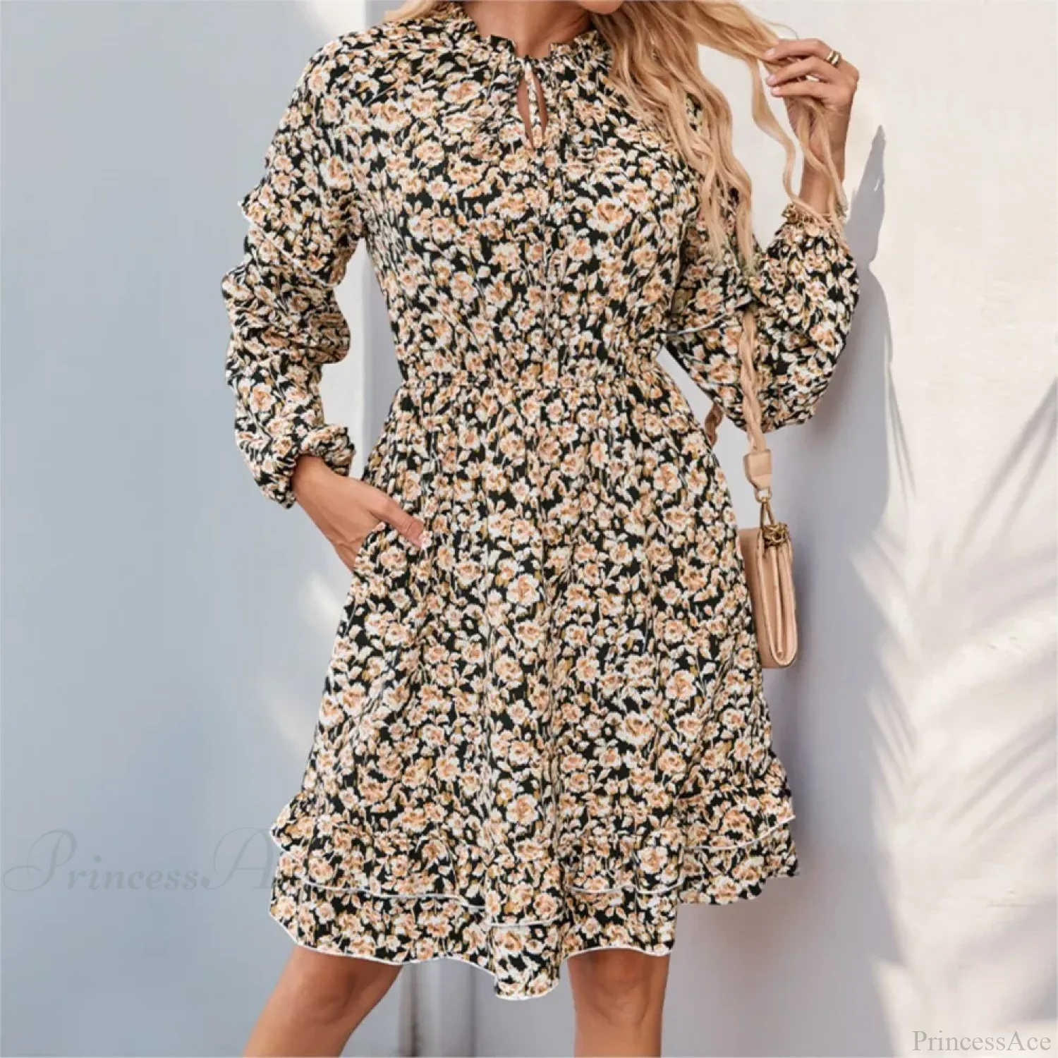 Casual Printed Long Sleeve Floral Dress - Image 3