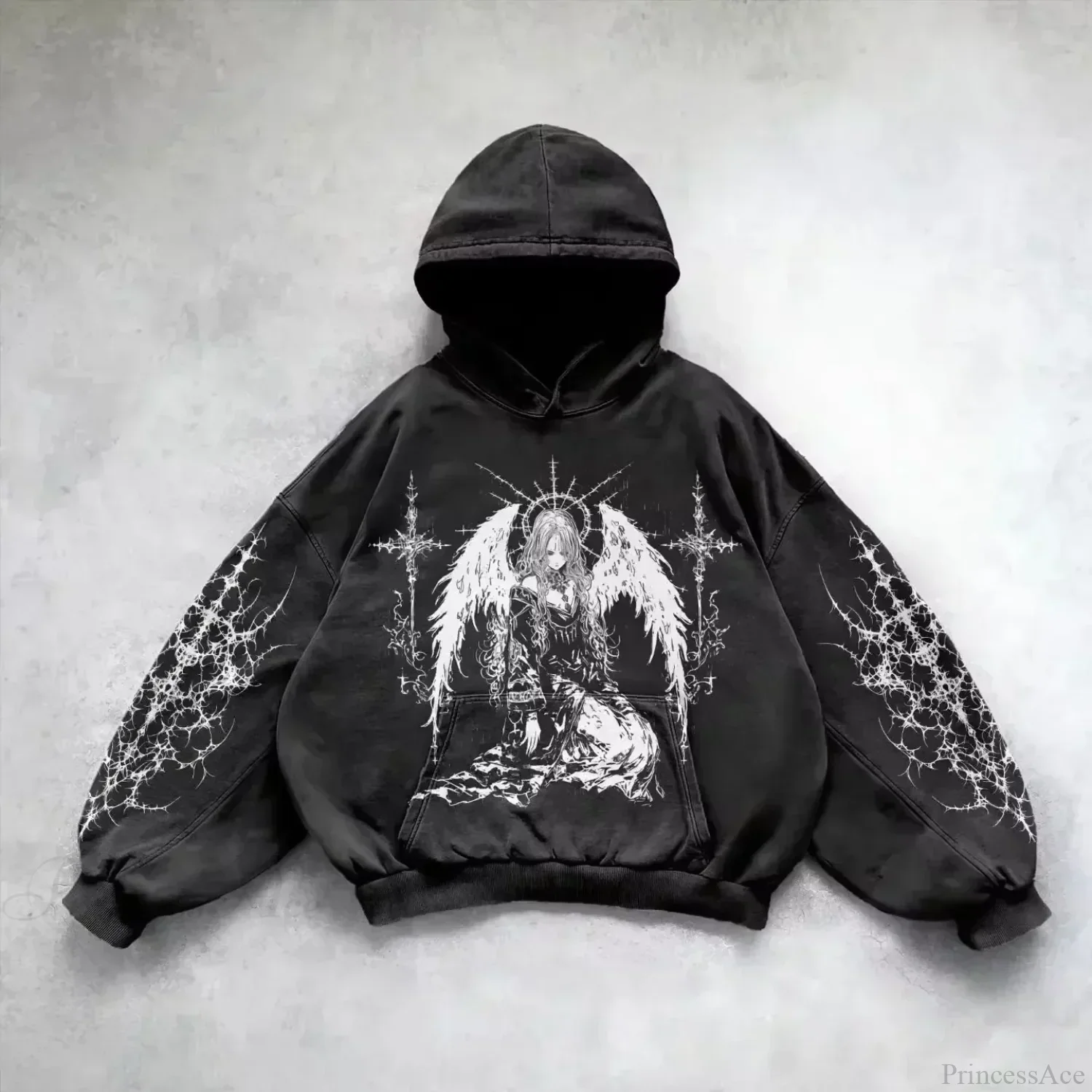 Casual Retro Gothic Printing Hoodie - Image 3
