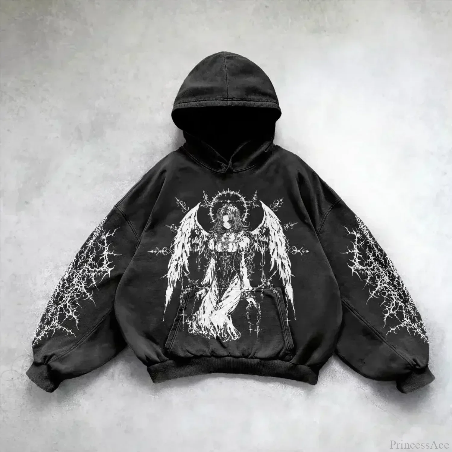 Casual Retro Gothic Printing Hoodie - Image 8