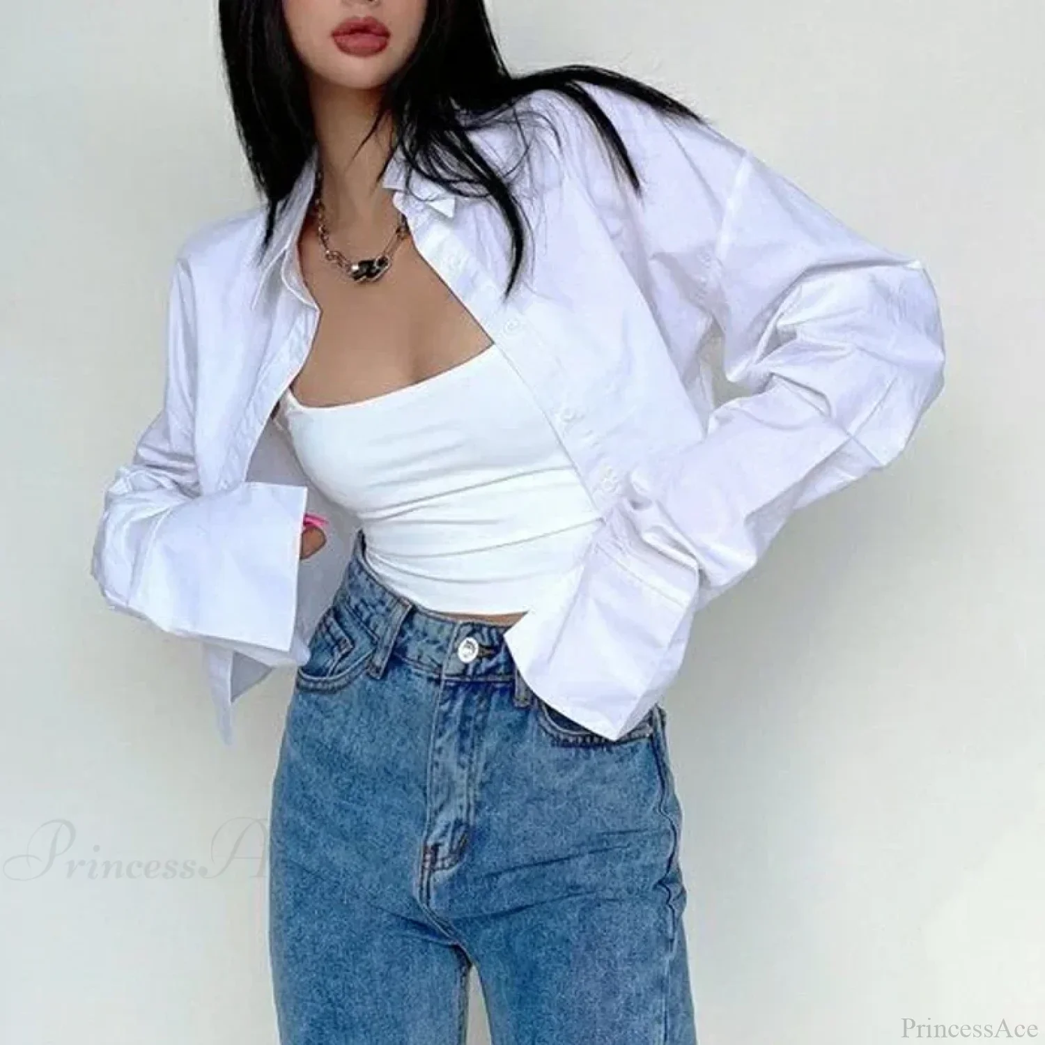 Casual Single Breasted Turn Down Collar Short Sleeve Blouse - Image 5