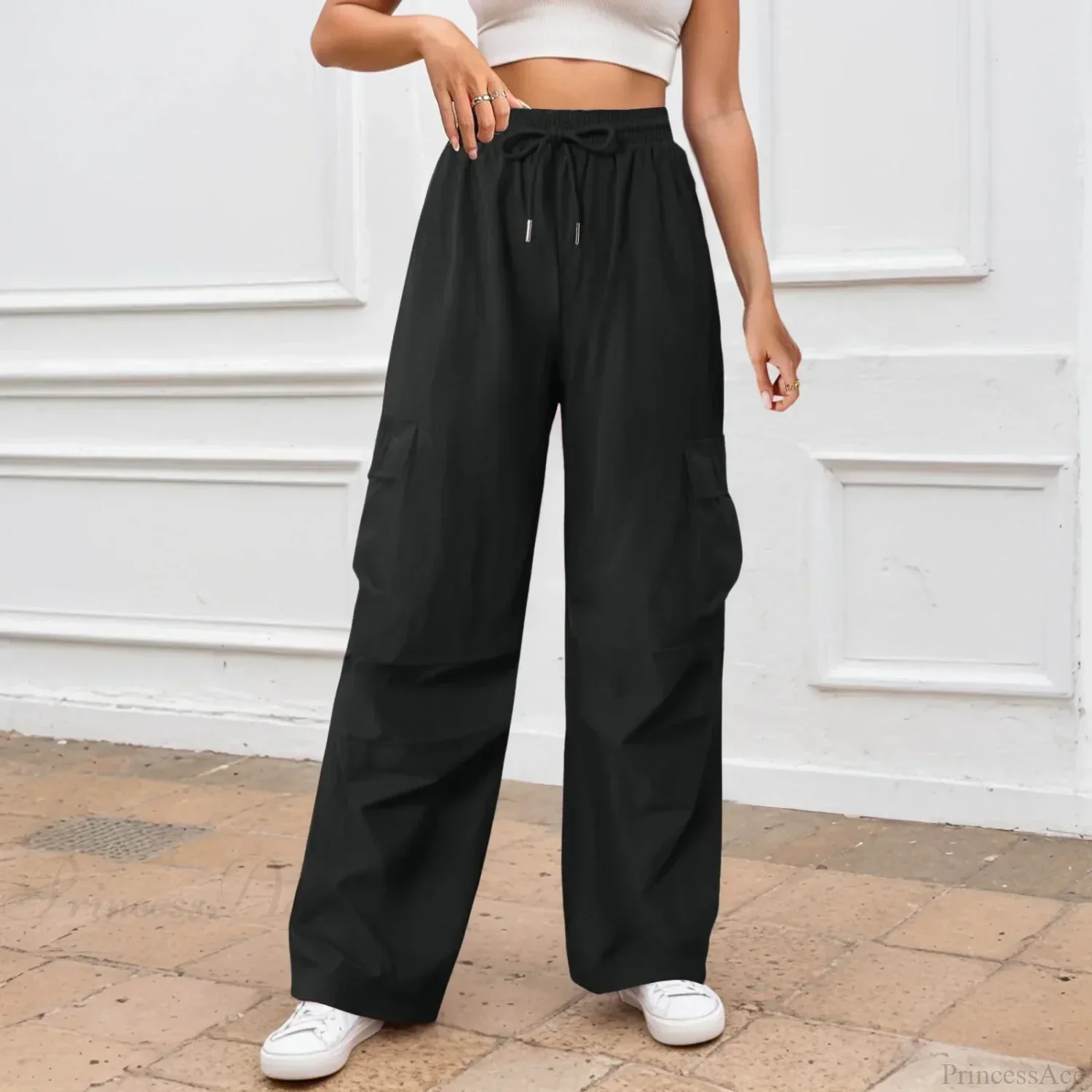 Casual Solid Color Wide Leg Pants - Image 4