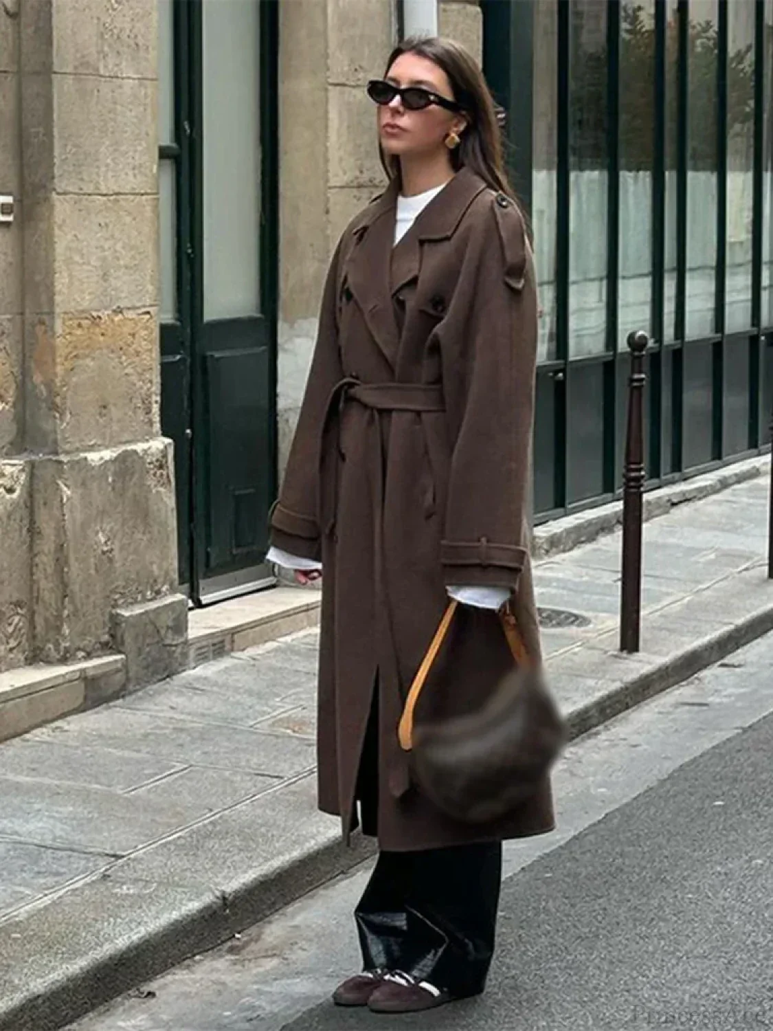 Casual Turn-Down Collar Double-Breasted Overcoat - Image 4