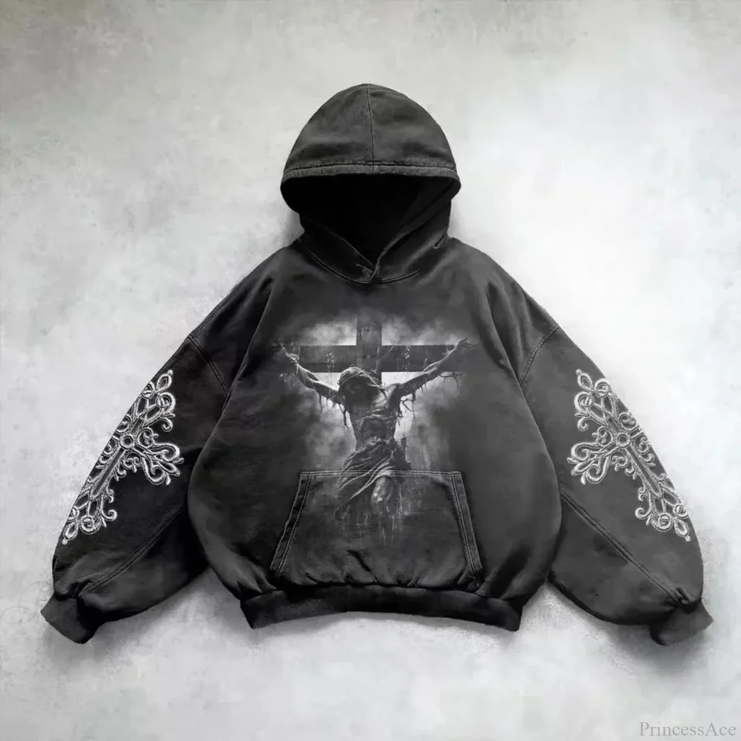 Casual Vintage Print Hoodie - Image 5