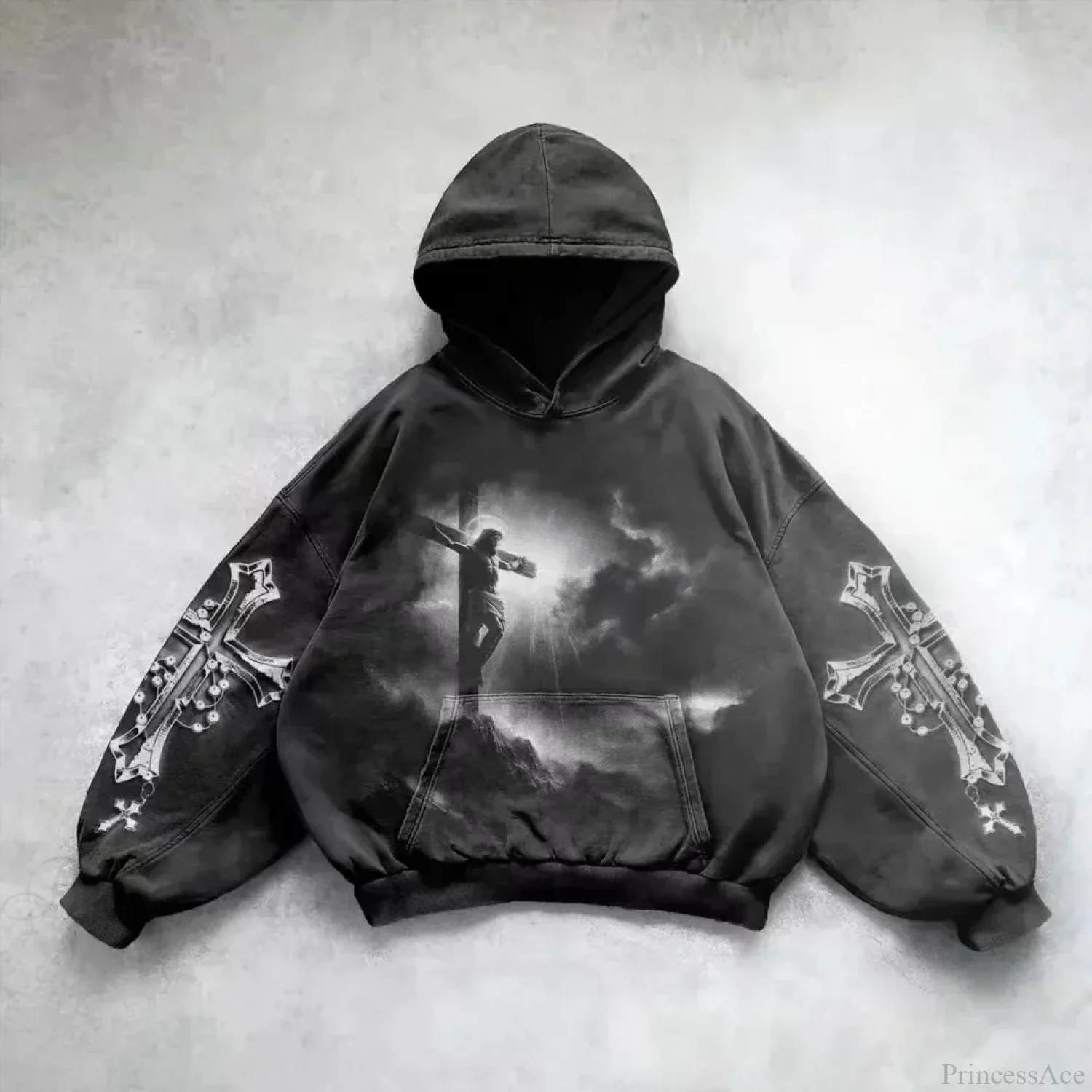 Casual Vintage Print Hoodie - Image 6