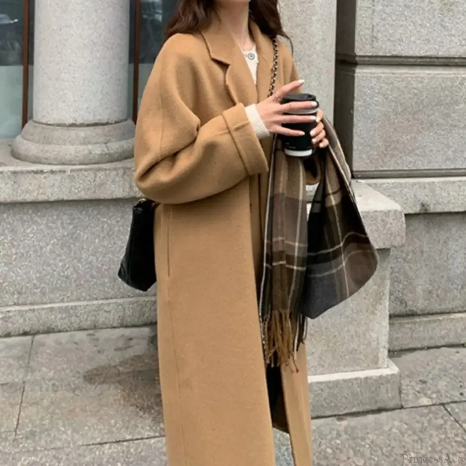 Casual Woolen Notch Collar Spring Overcoat - Image 2