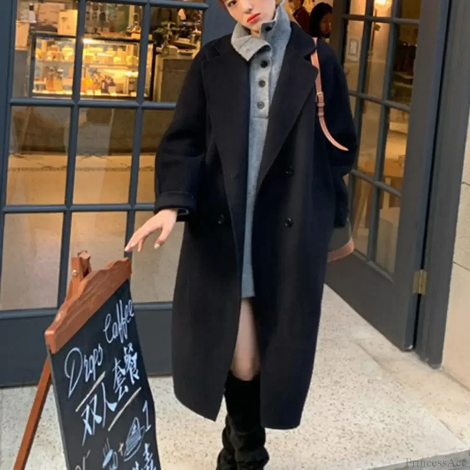 Casual Woolen Notch Collar Spring Overcoat - Image 4