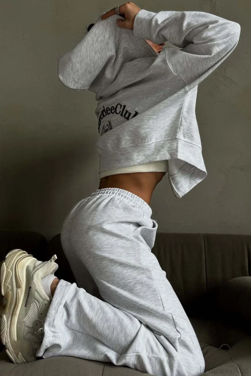 Casual Zip Hooded Embroidered Sweatpants Two Piece Set - Image 7