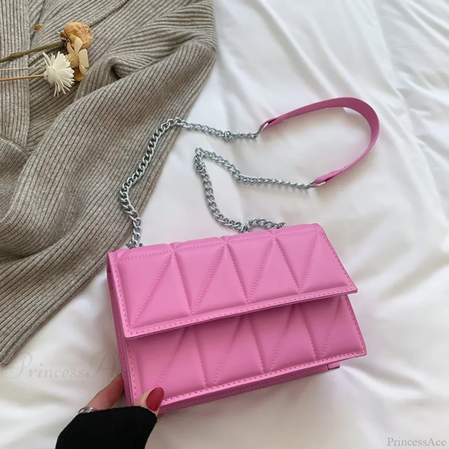 Chain Strap Flap Embroidery Crossbody - Image 5