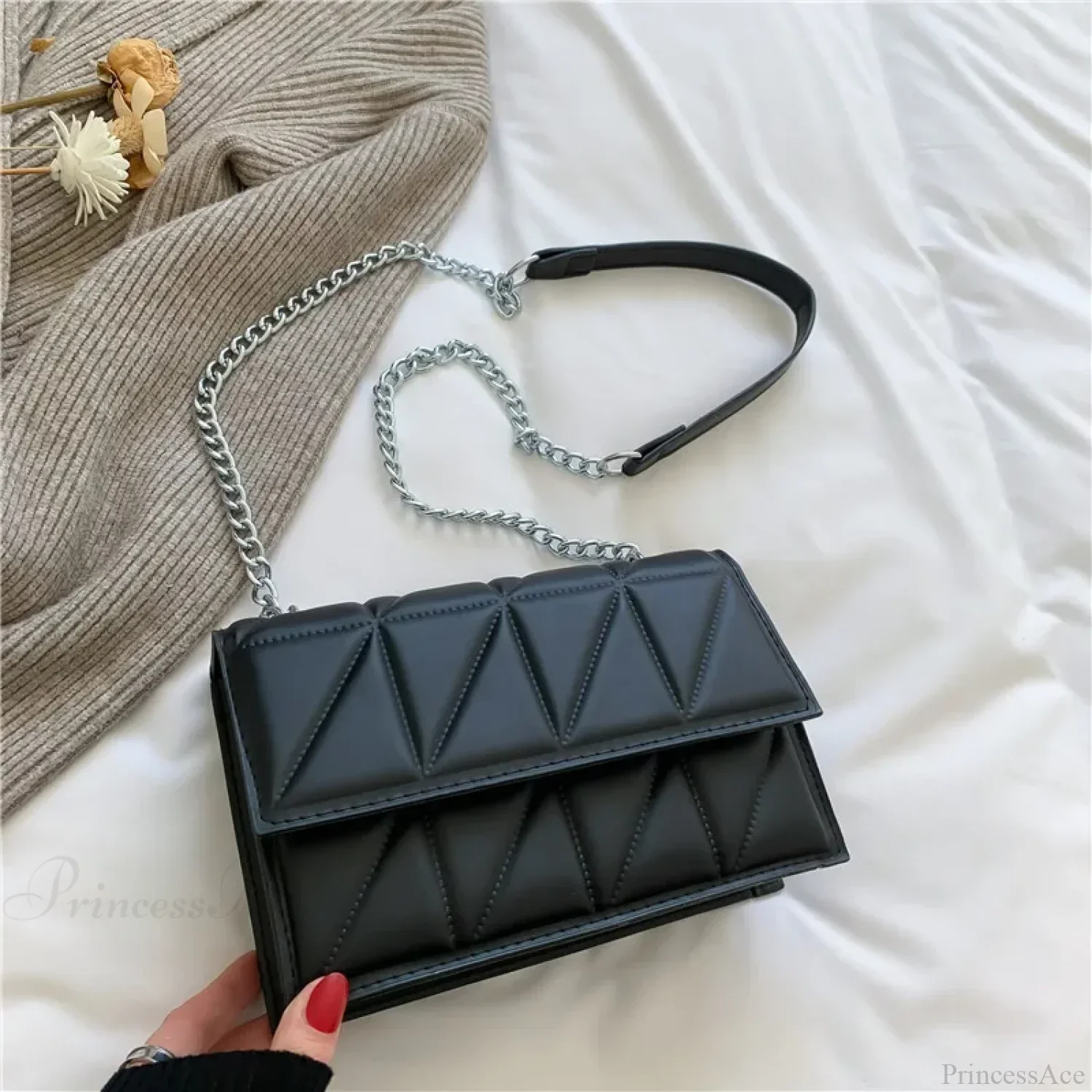 Chain Strap Flap Embroidery Crossbody - Image 7