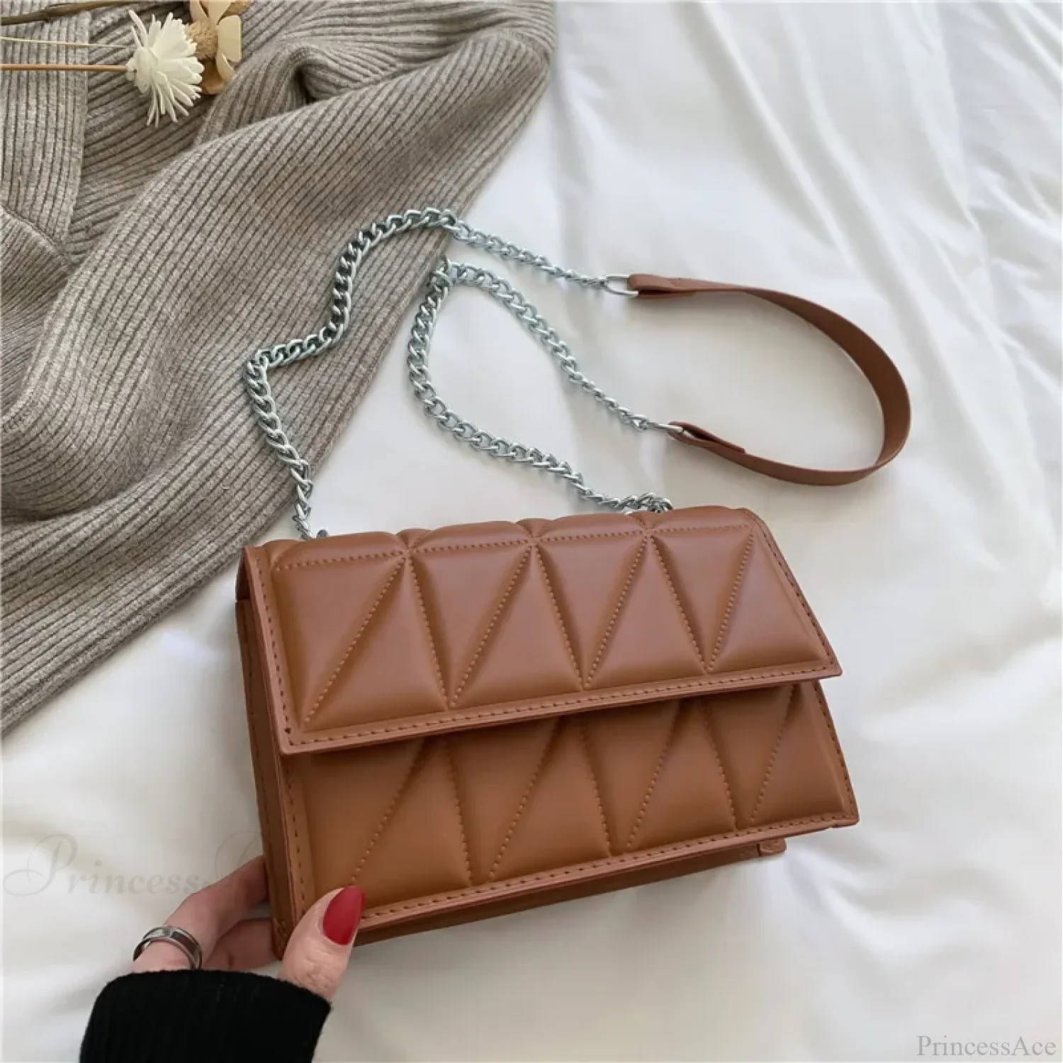 Chain Strap Flap Embroidery Crossbody - Image 8