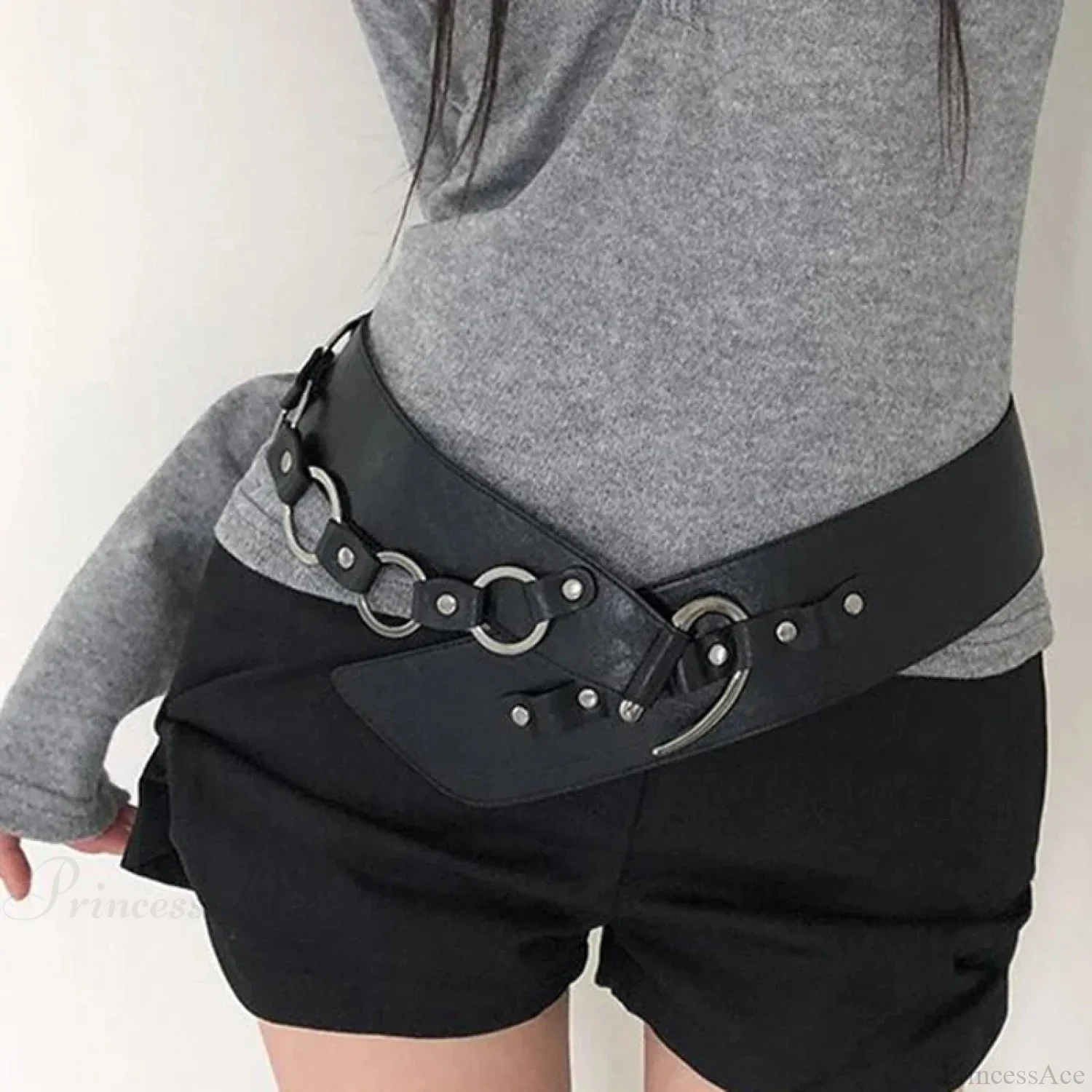 Changeable Antique Gothic Polyurethane Leather Year 2000 Punk Chain Belt - Image 2