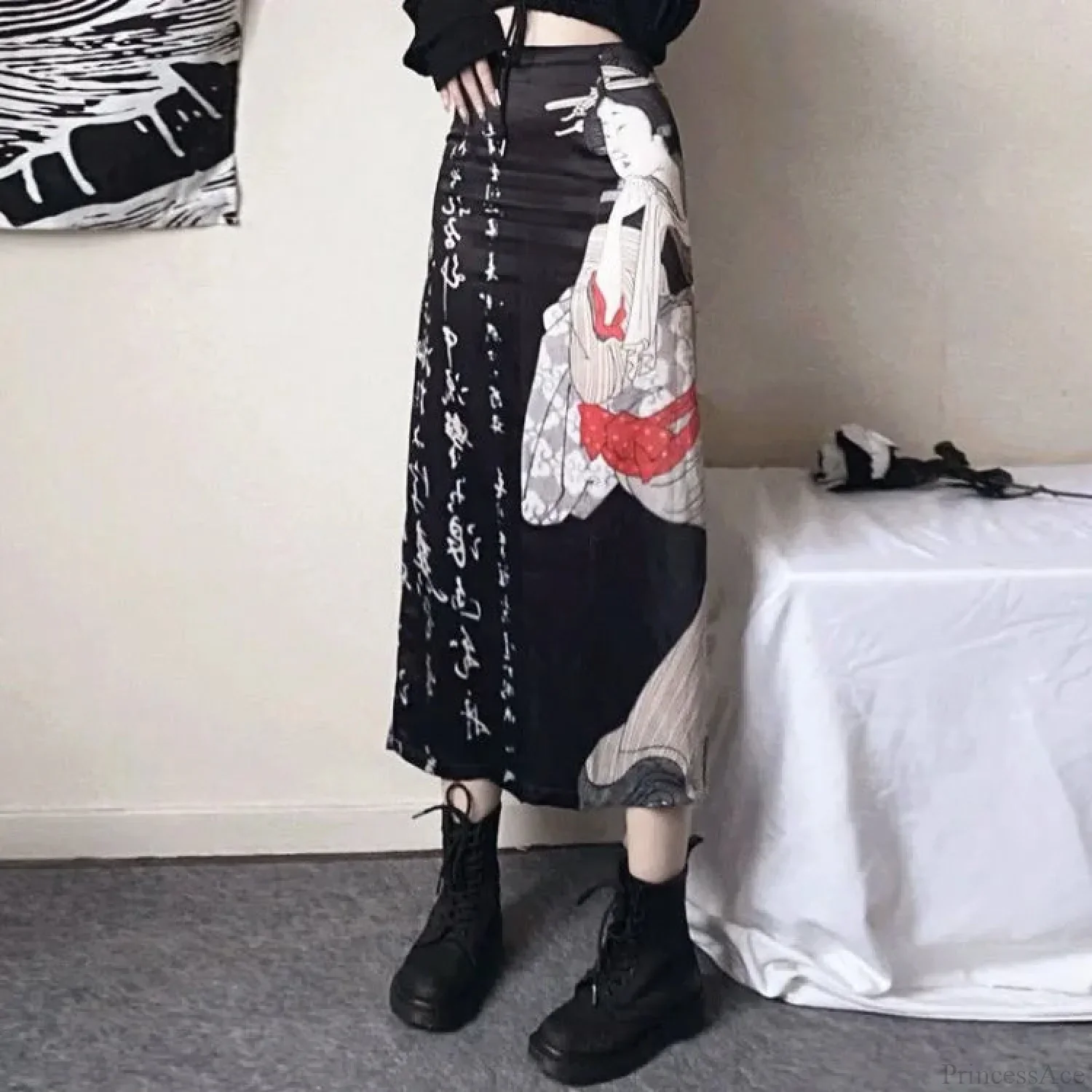Checkered Patchwork Flounce Skirt