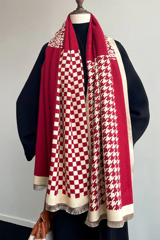 Checkered Plush Scarf - Image 2