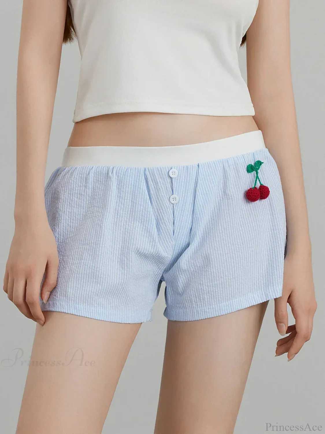 Cherry Striped Elastic Waist Short - Image 3