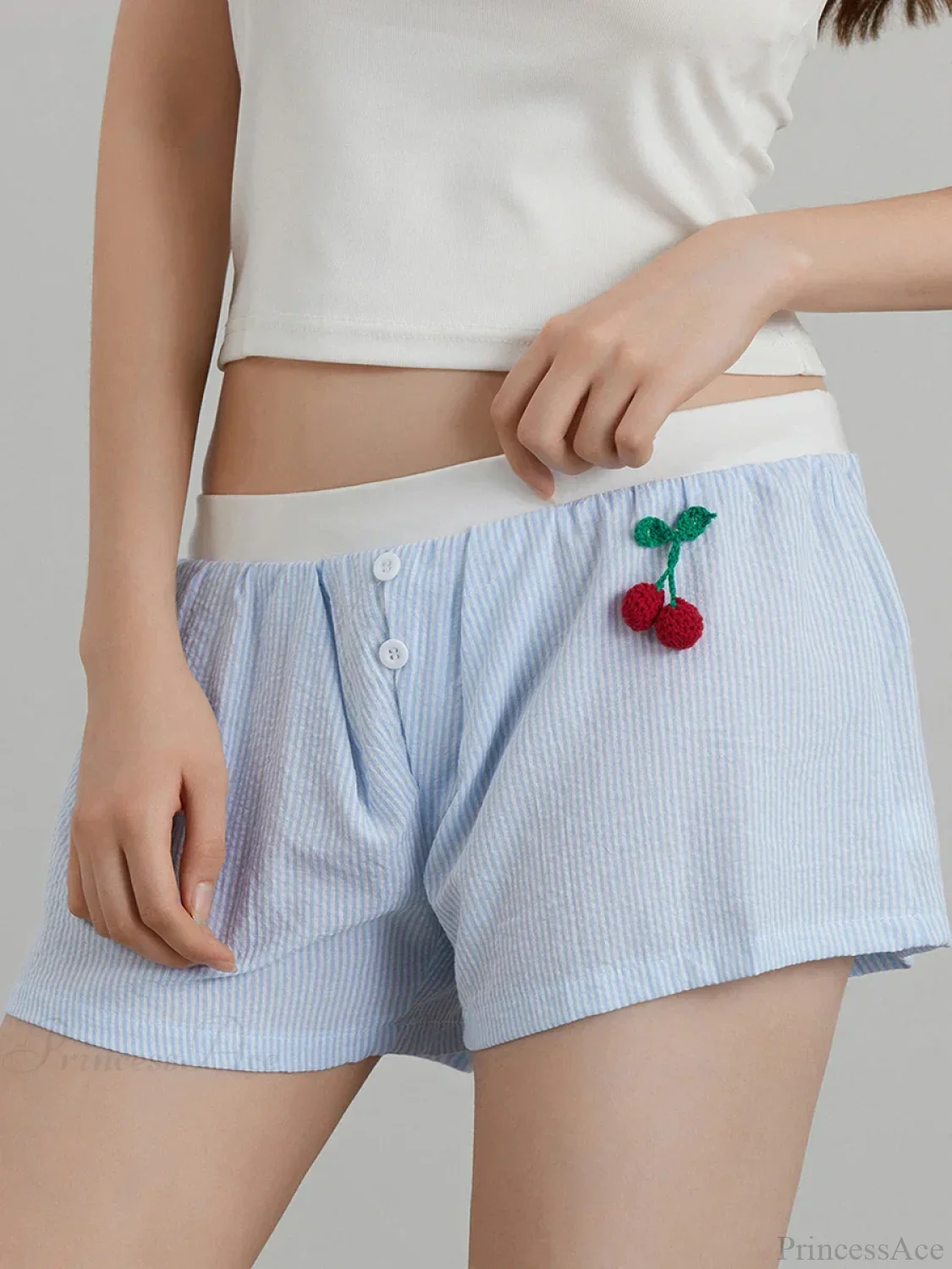 Cherry Striped Elastic Waist Short - Image 5