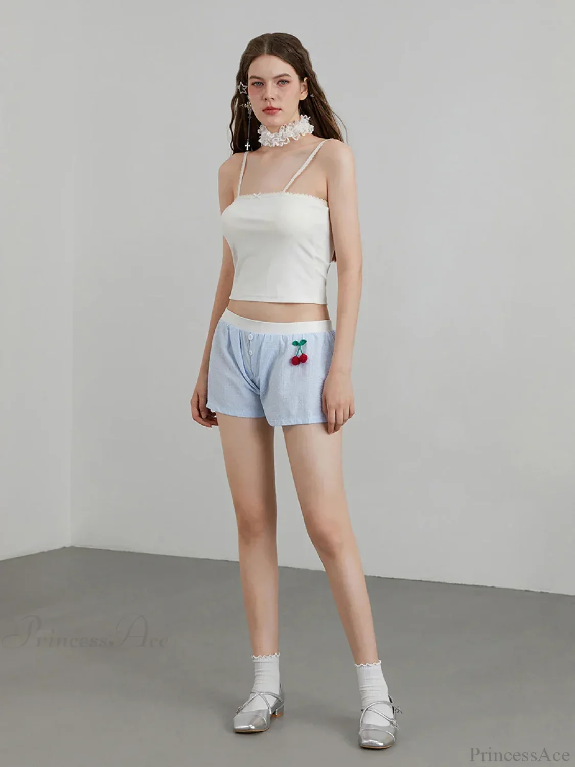 Cherry Striped Elastic Waist Short - Image 6