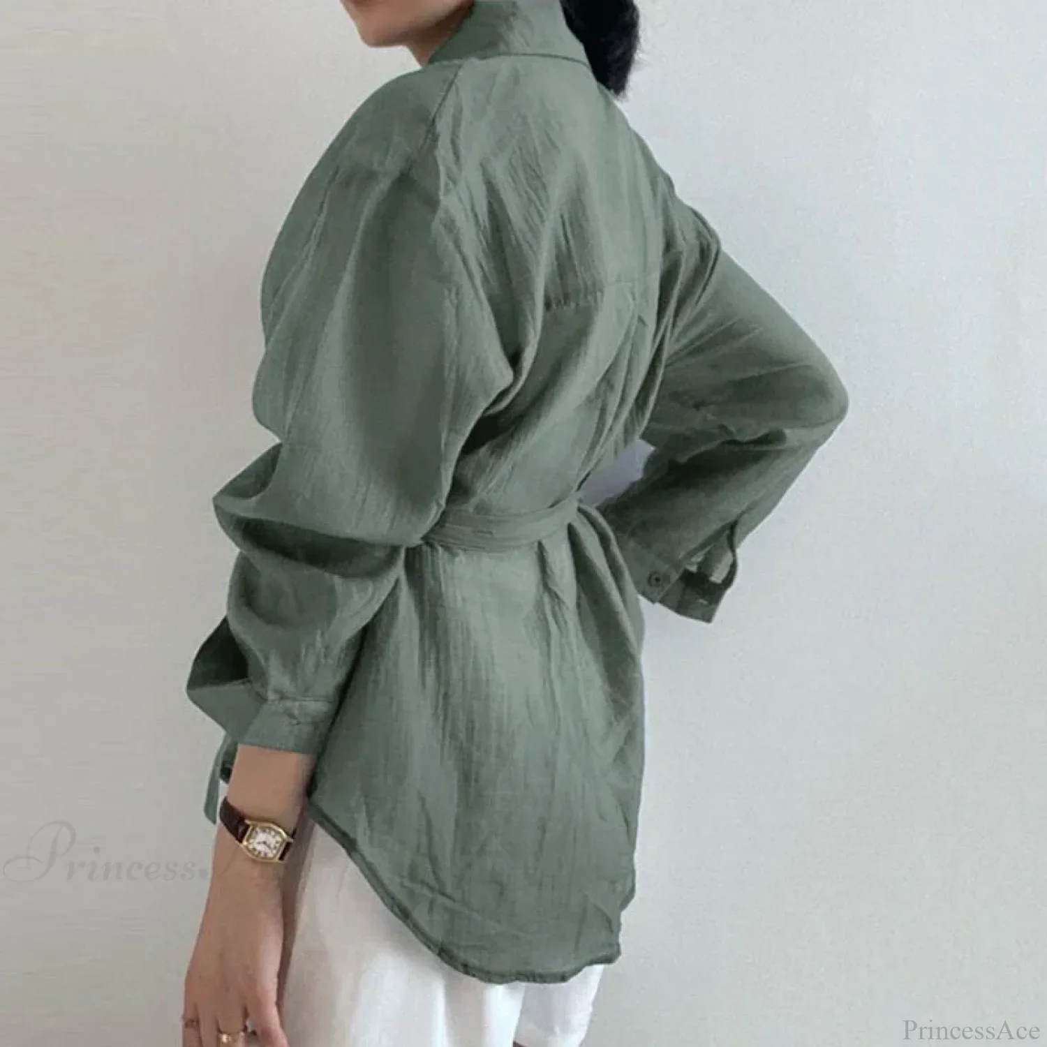 Chic Long Sleeve Solid Loose Sunscreen Blouse - Image 2