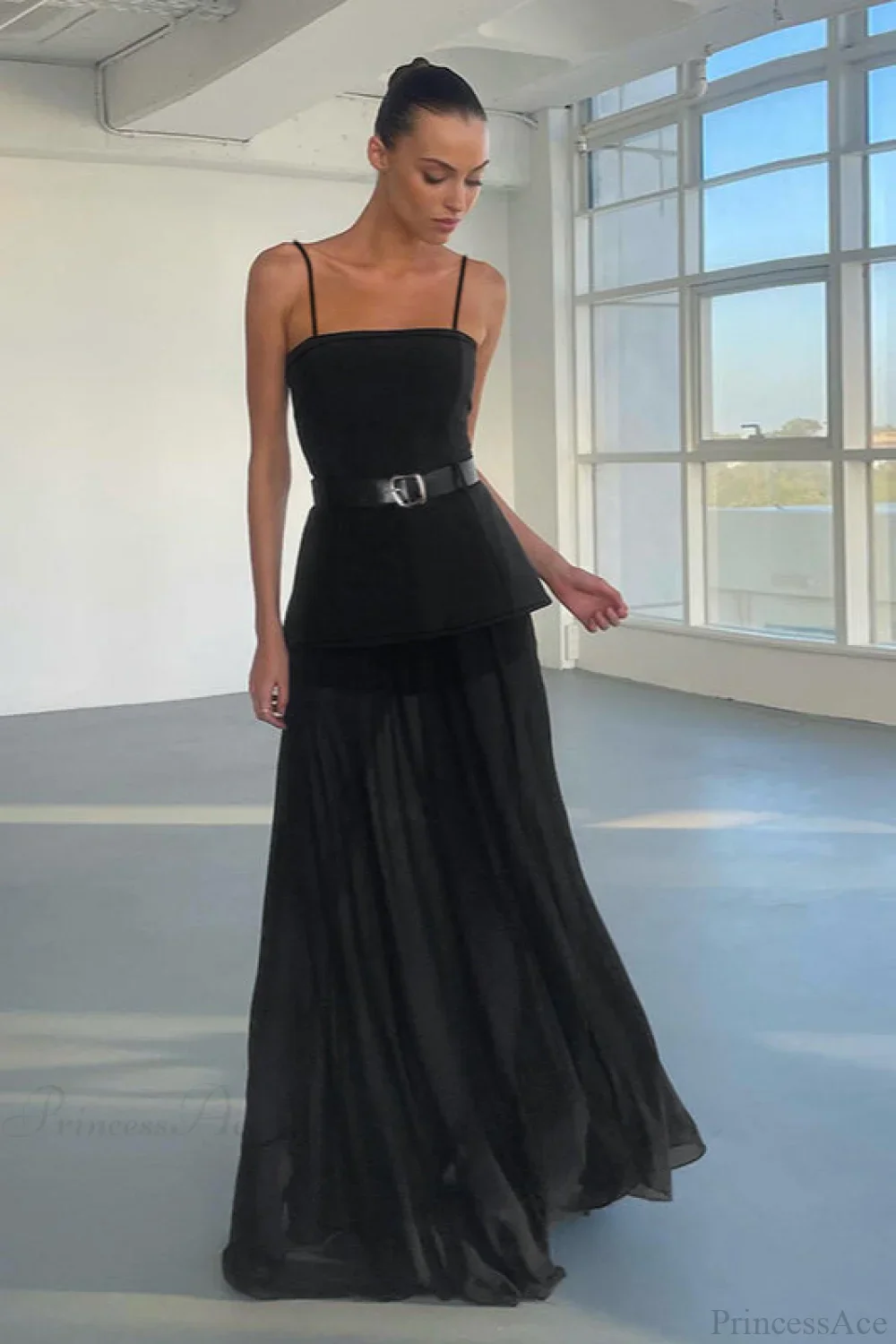 Chic Mesh Cami Panel Slim Maxi Dress - Image 3
