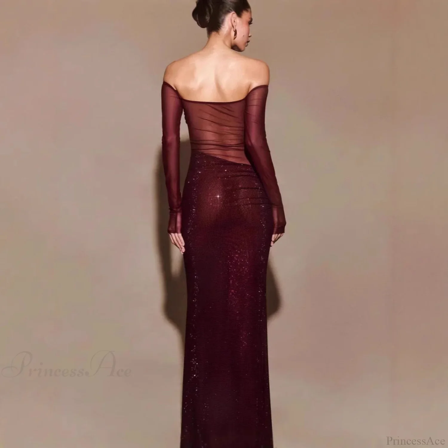 Chic One-Shoulder Rhinestone Fitted Prom Dress - Image 3