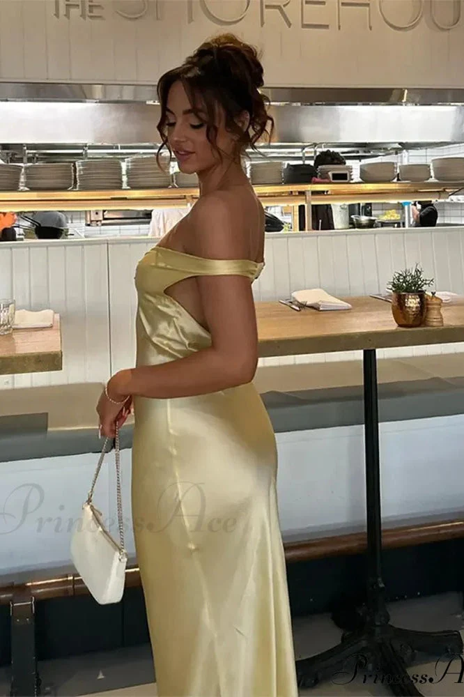 Chic Satin Off Shoulder Open Back Party Dress - Image 5