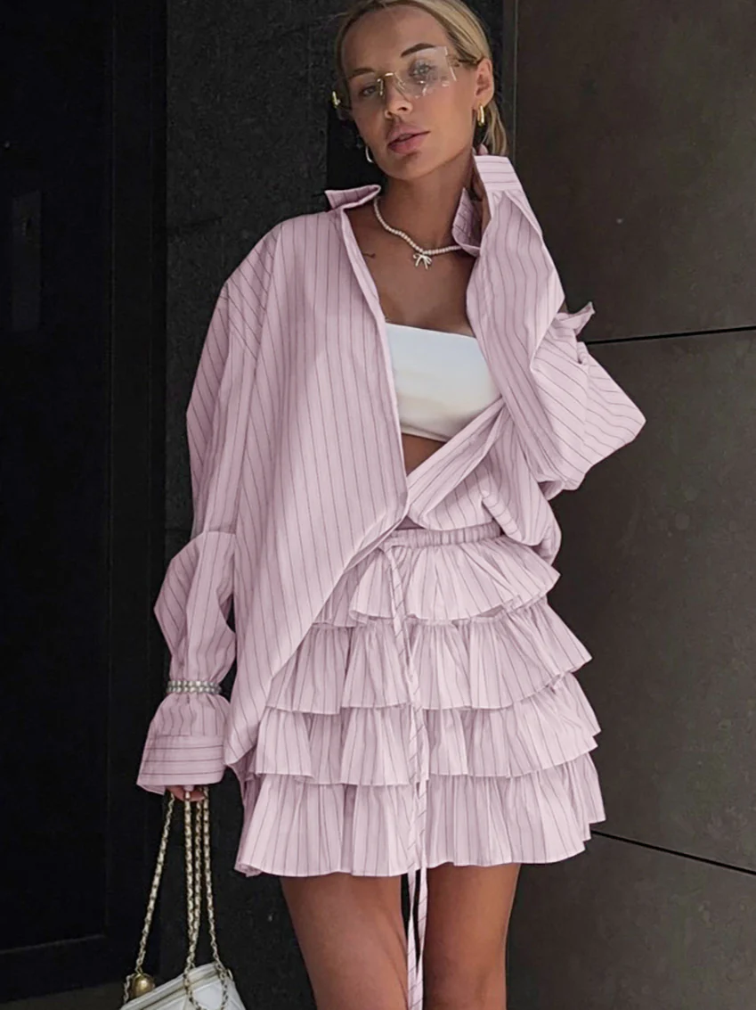 Chic Striped Blouse and Layered Blouse - Image 5