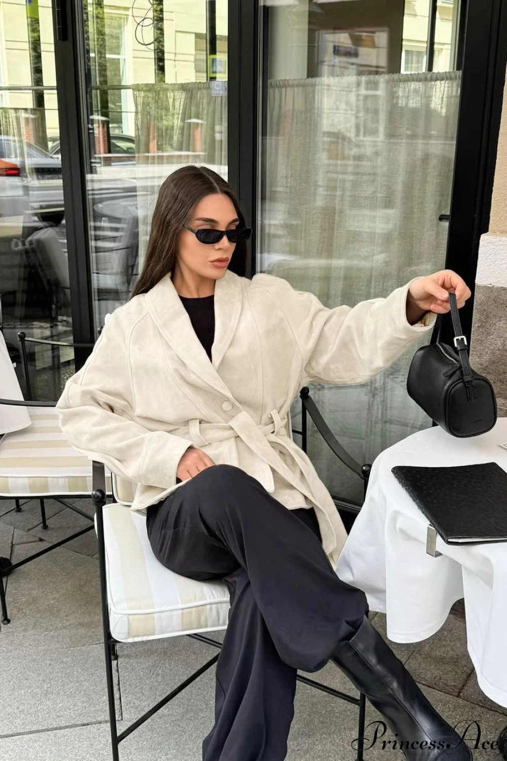 Chic Suede Long Sleeve Jacket Coat - Image 6