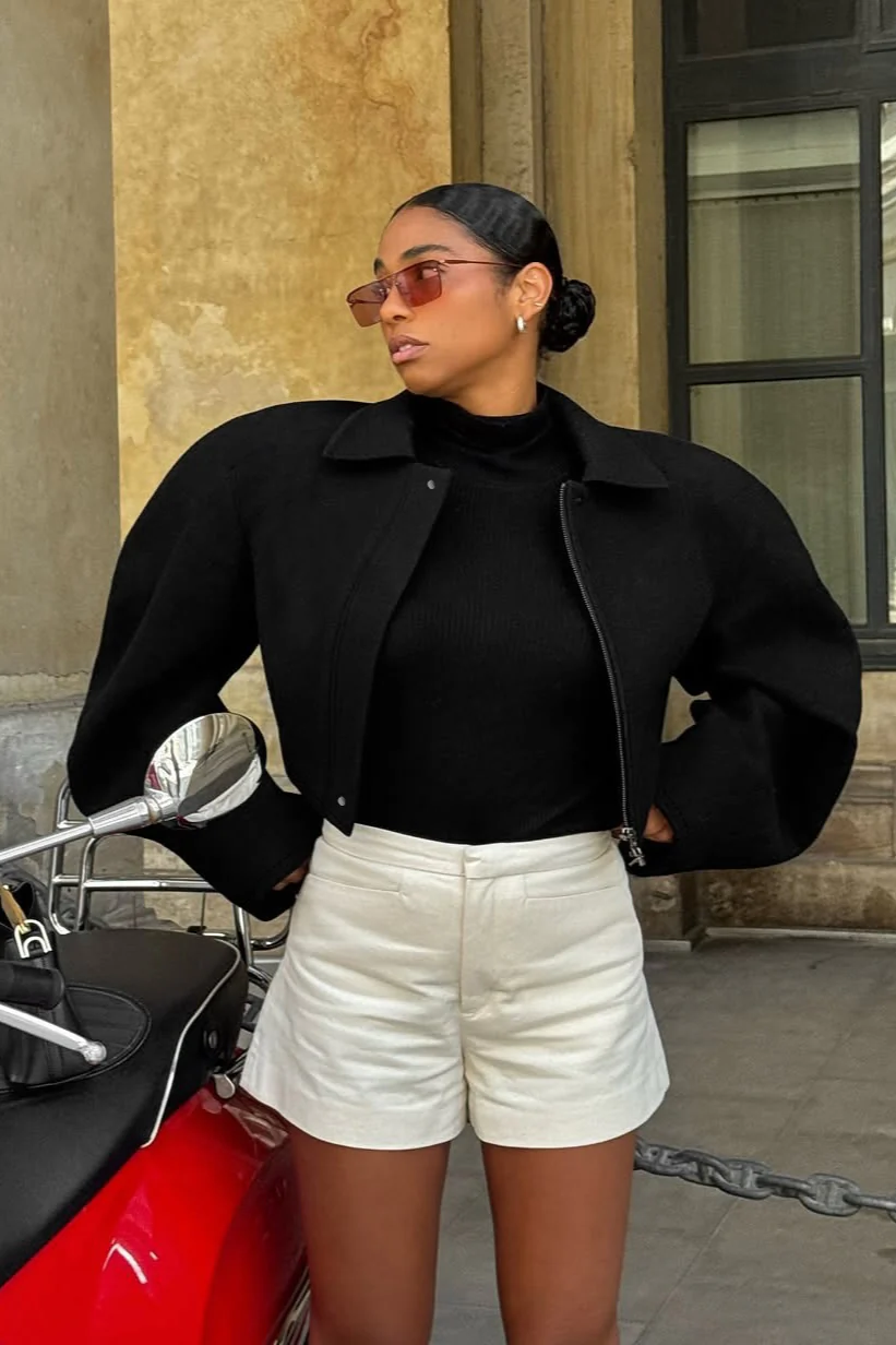 Chic Wool Zip Front Jacket - Image 2