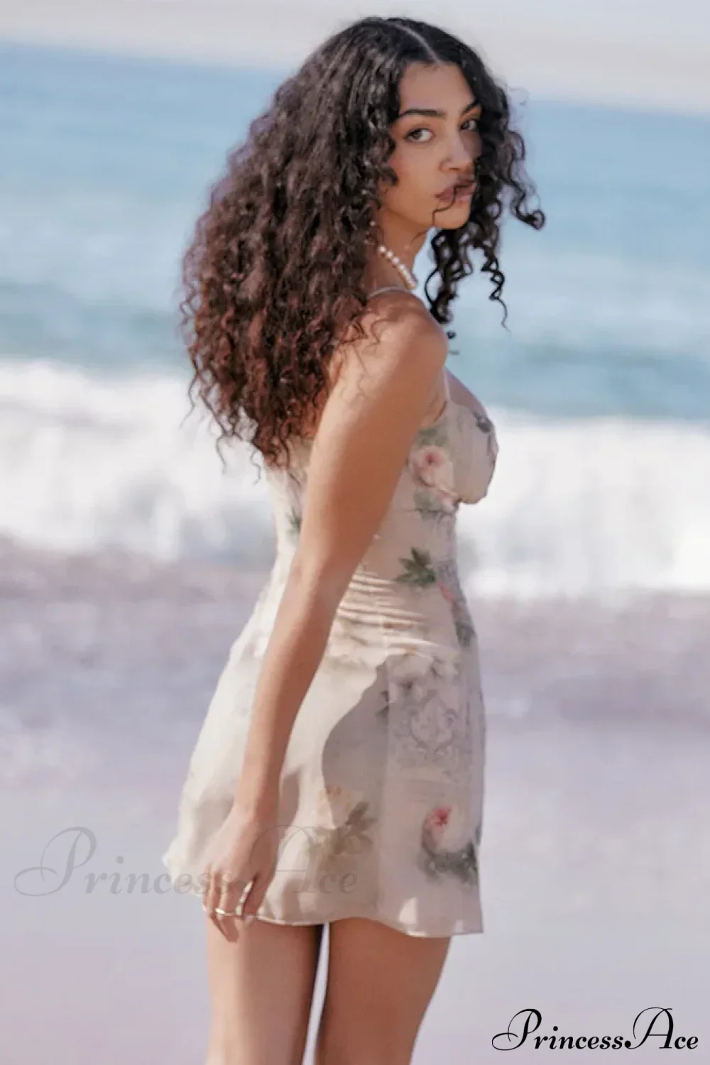 Chiffon Floral Print Spaghetti Strap Backless Boho Dress - Image 5
