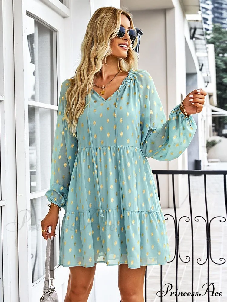 Chiffon for Vintage Gown Casual Bohemian Brief Party Women Design Dot - Sundress