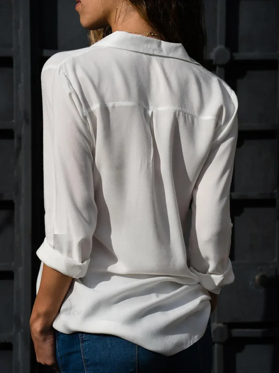 Chiffon Lapel Loose Office Blouse - Image 2