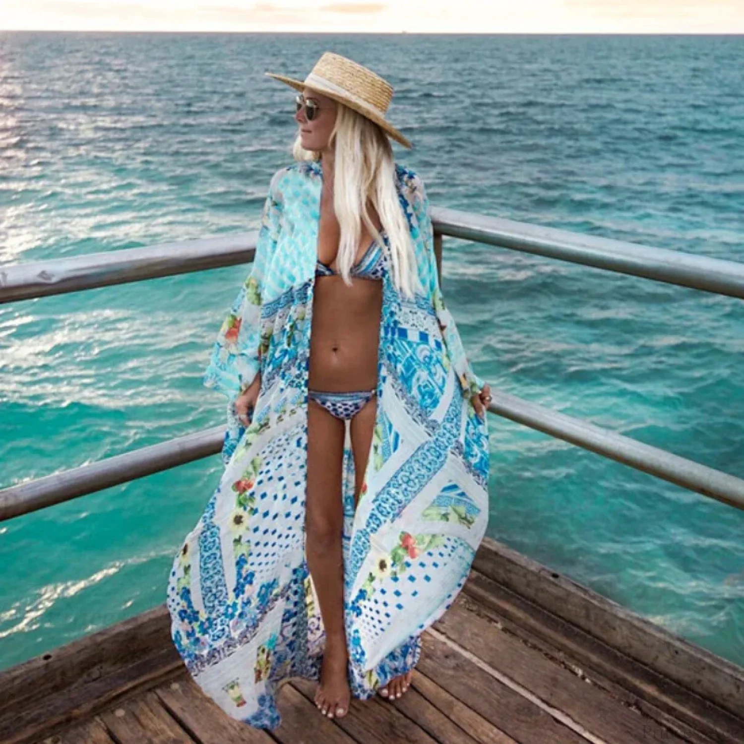 Chiffon Leopard Print Kimono Boho Beach Cover up - Image 12