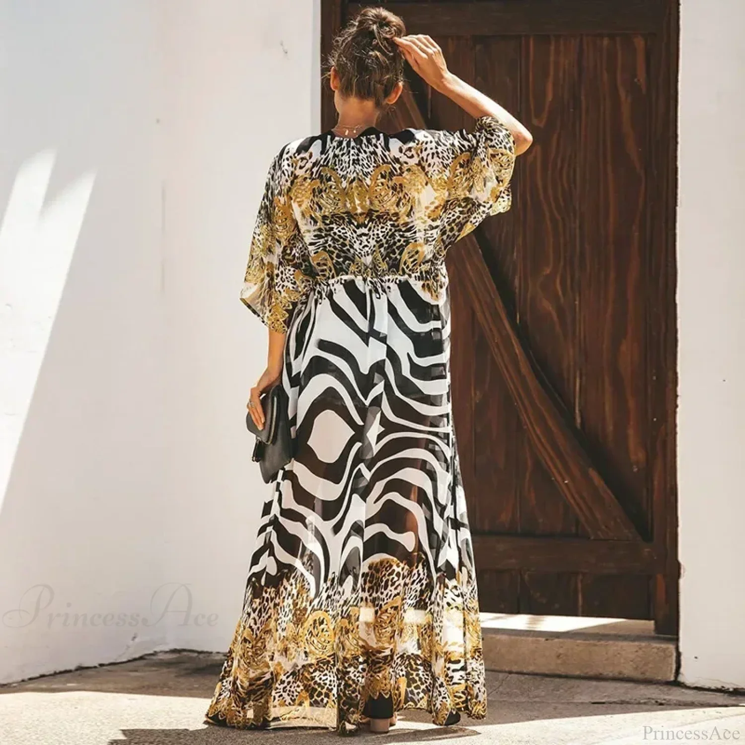 Chiffon Leopard Print Kimono Boho Beach Cover up - Image 3