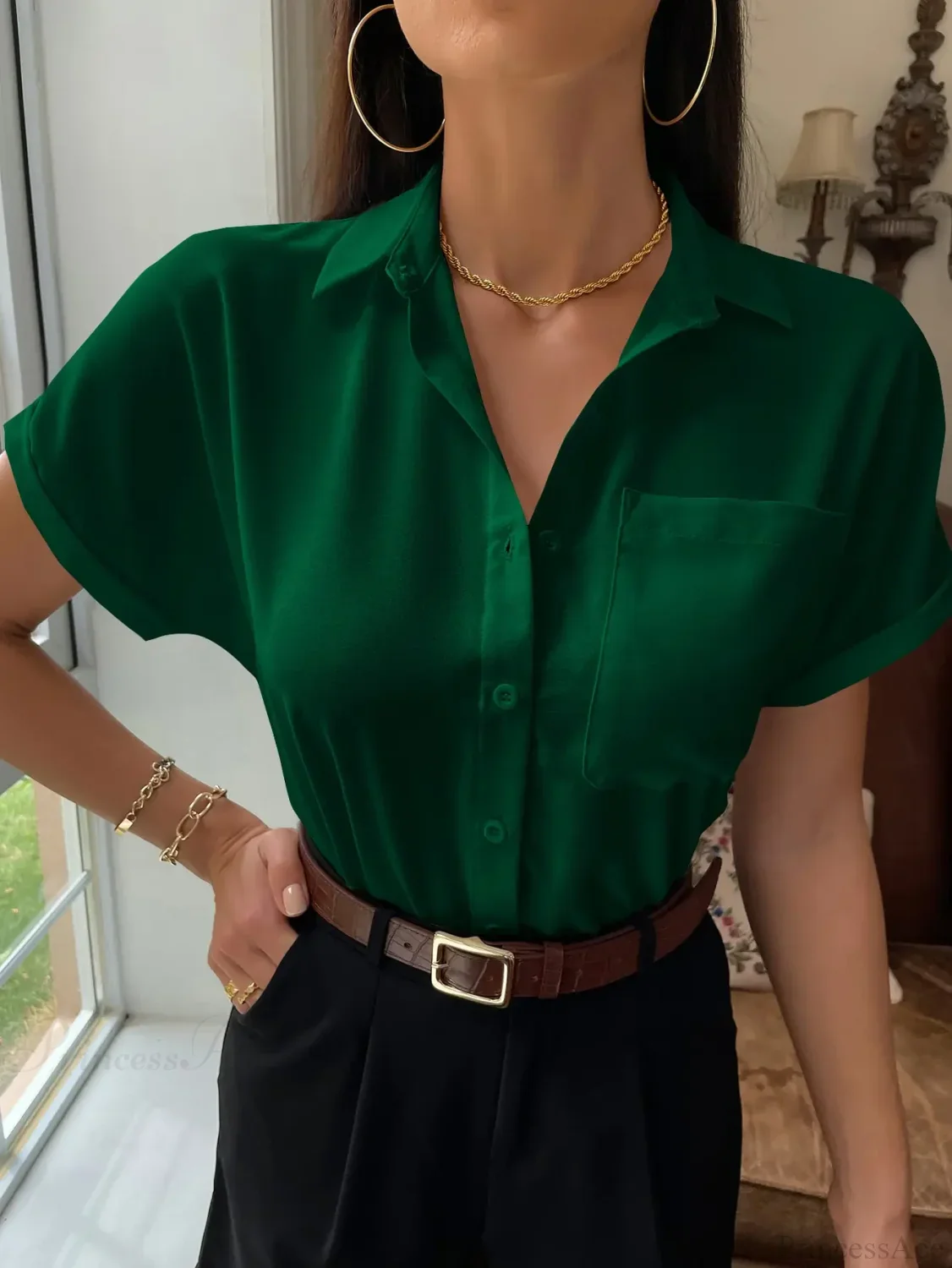 Chiffon Short-Sleeved Casual Blouse - Image 7